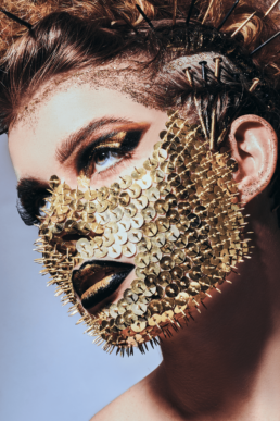 woman spike on face haircut