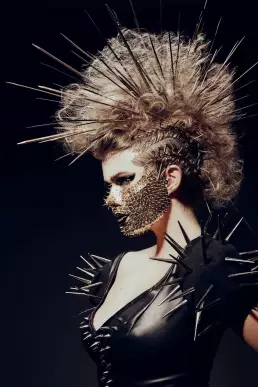 woman spike on face haircut