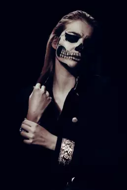 woman skull makeup black ambiance