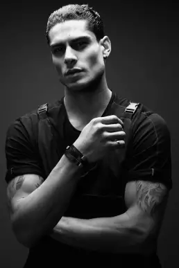 man black and white armoured strong
